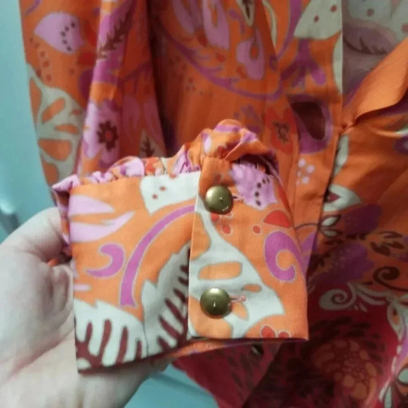 Alexis Beax Blouson-sleeve Printed Crepe Blouse In Orange Blossom L - Picture 13 of 16